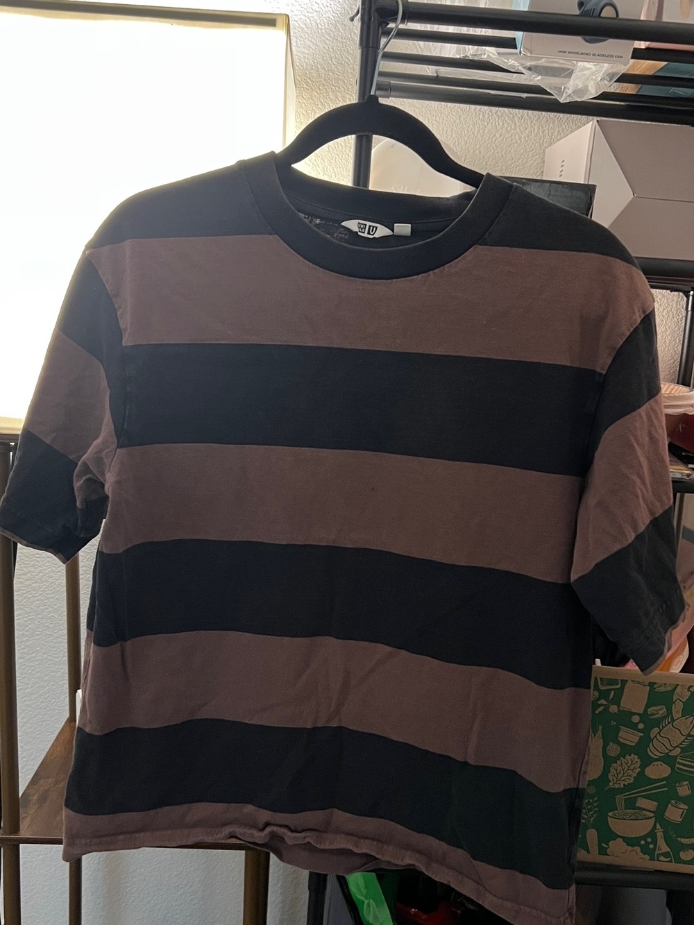 UNIQLO U Men’s Striped T-Shirt – Brown & Black – Size S